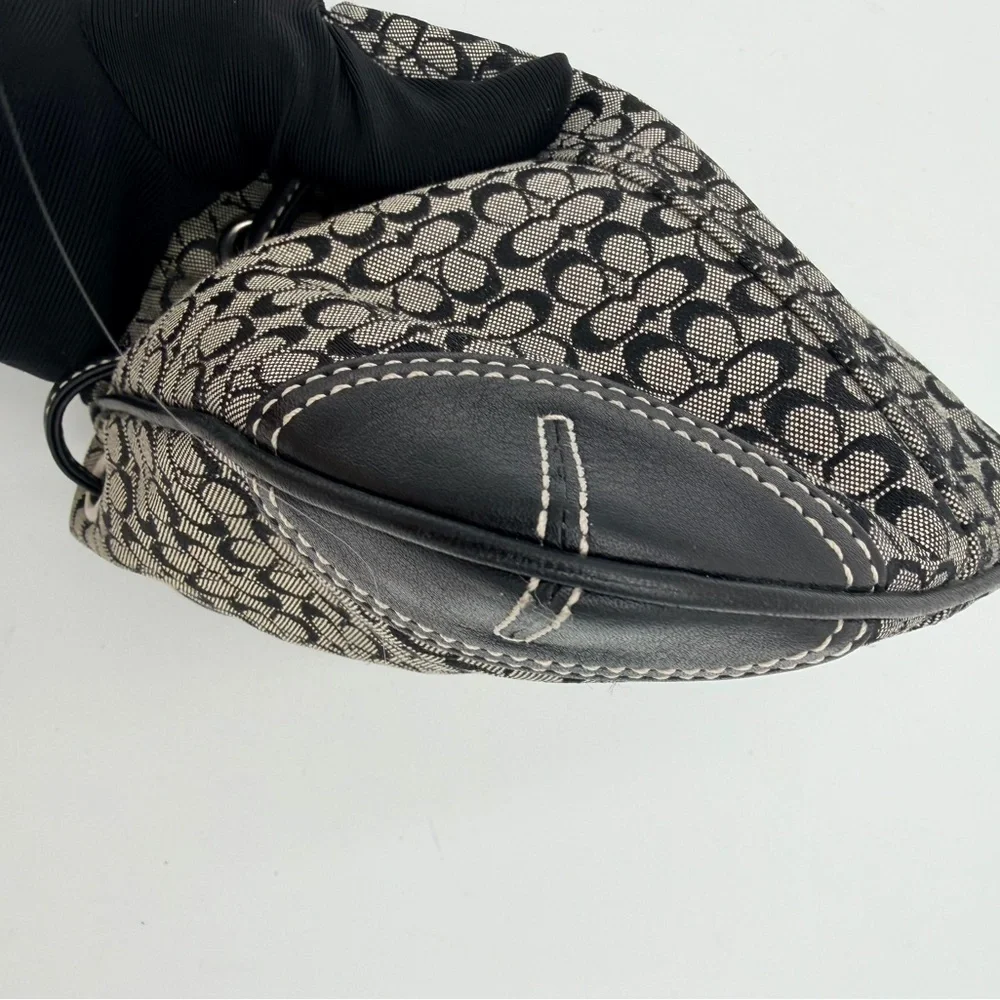 Coach Signature Mini C Drawstring Wristlet Pouch Black Jacquard Y2K